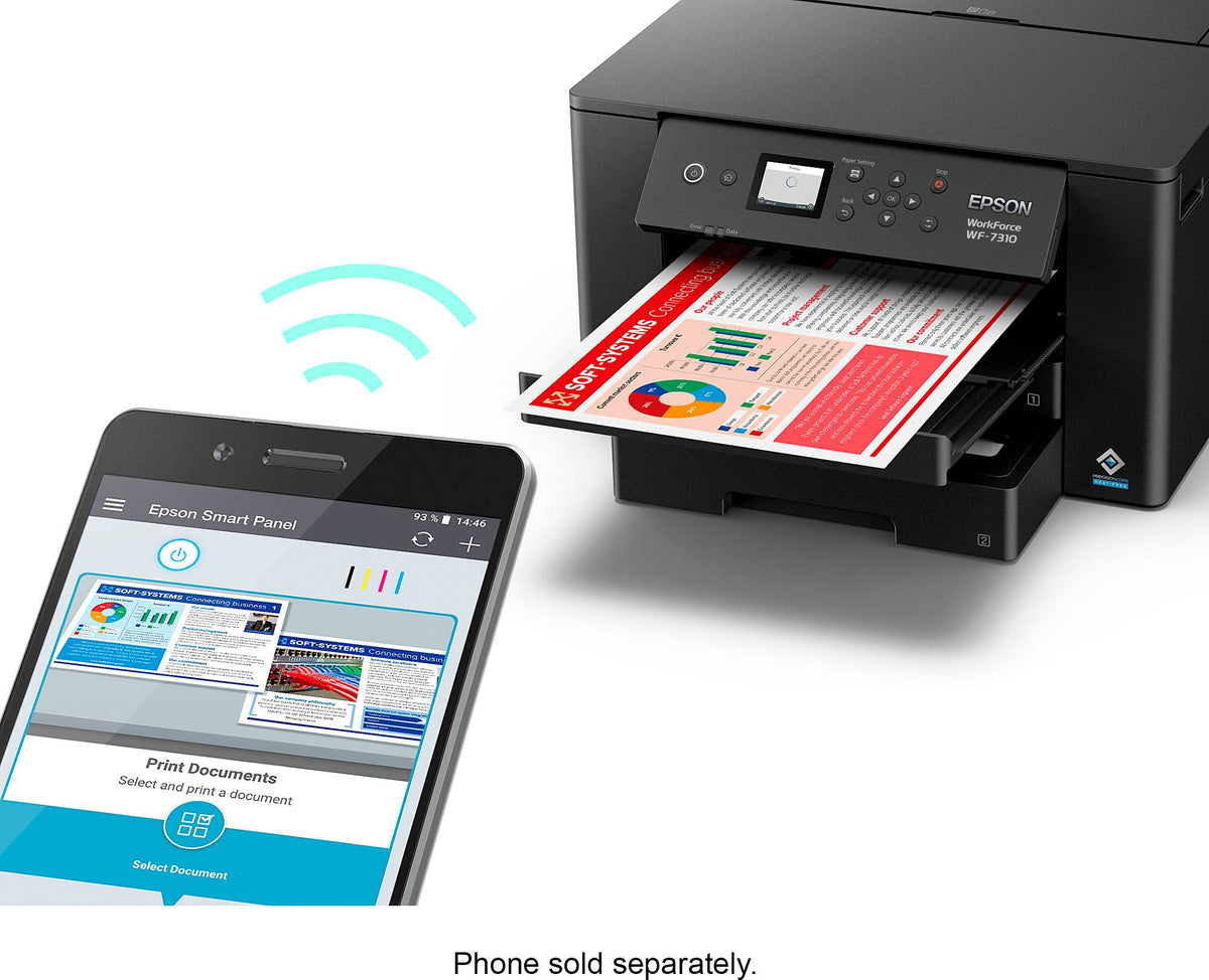 Epson - WorkForce Pro WF-7310 Wireless Wide-Format Inkjet Printer - Black