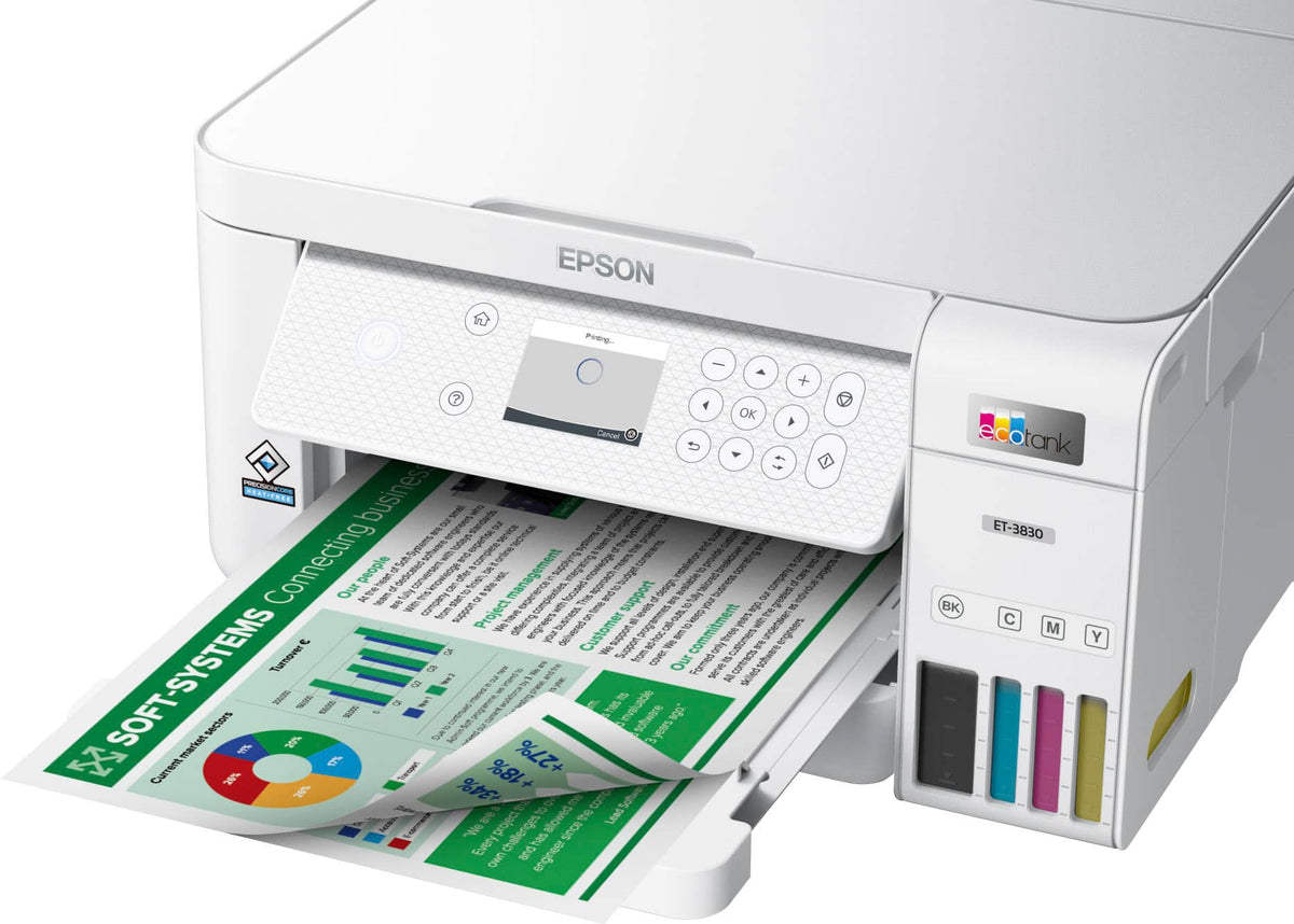 Epson - EcoTank ET-3830 All-in-One Supertank Inkjet Printer - White