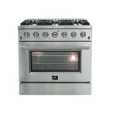 Forno Appliances - 36 in. Wide 6 Burner Galiano Alta Qualita 5.36 Cu. Ft. Freestanding Gas Range with Convection Oven - Stainless Steel