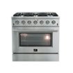 Forno Appliances - 36 in. Wide 6 Burner Galiano Alta Qualita 5.36 Cu. Ft. Freestanding Gas Range with Convection Oven - Stainless Steel