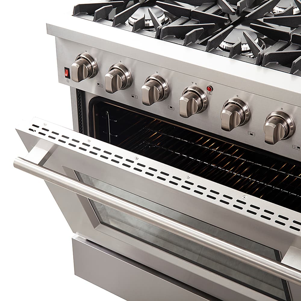 Forno Appliances - 36 in. Wide 6 Burner Galiano Alta Qualita 5.36 Cu. Ft. Freestanding Gas Range with Convection Oven - Stainless Steel