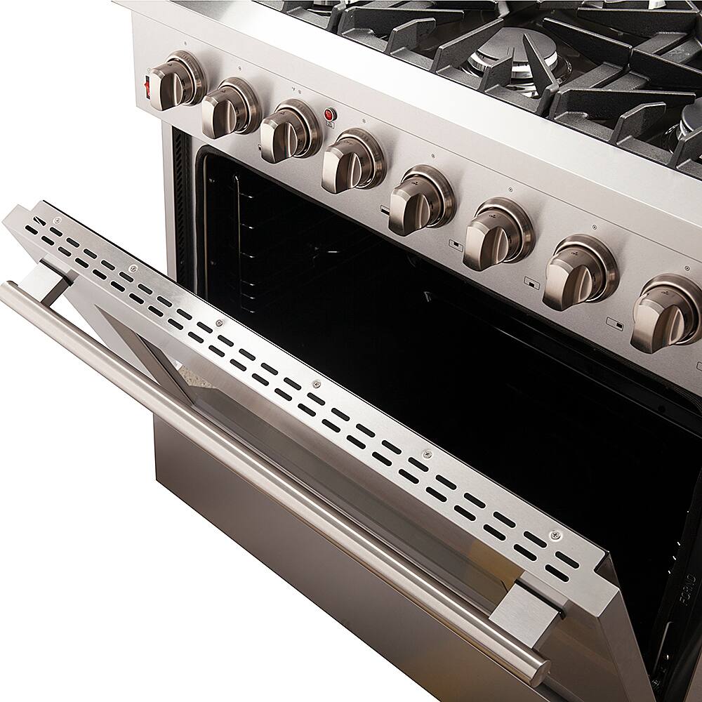 Forno Appliances - 36 in. Wide 6 Burner Galiano Alta Qualita 5.36 Cu. Ft. Freestanding Dual Fuel Range with Convection Oven - Silver