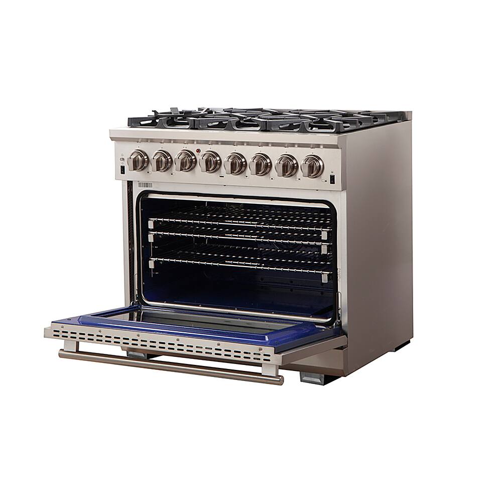 Forno Appliances - 36 in. Wide 6 Burner Capriasca Alta Qualita 5.36 Cu. Ft. Freestanding Dual Fuel Range with Convection Oven - Silver
