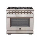 Forno Appliances - 36 in. Wide 6 Burner Capriasca Alta Qualita 5.36 Cu. Ft. Freestanding Dual Fuel Range with Convection Oven - Silver