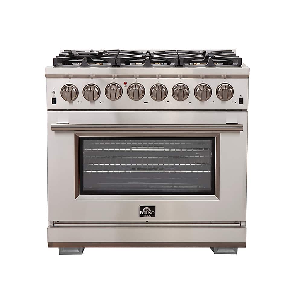Forno Appliances - 36 in. Wide 6 Burner Capriasca Alta Qualita 5.36 Cu. Ft. Freestanding Dual Fuel Range with Convection Oven - Silver
