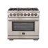 Forno Appliances - 36 in. Wide 6 Burner Capriasca Alta Qualita 5.36 Cu. Ft. Freestanding Dual Fuel Range with Convection Oven - Silver