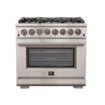 Forno Appliances - 36 in. Wide 6 Burner Capriasca Alta Qualita 5.36 Cu. Ft. Freestanding Dual Fuel Range with Convection Oven - Silver