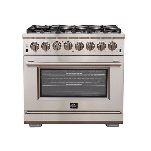 Forno Appliances - 36 in. Wide 6 Burner Capriasca Alta Qualita 5.36 Cu. Ft. Freestanding Dual Fuel Range with Convection Oven - Silver