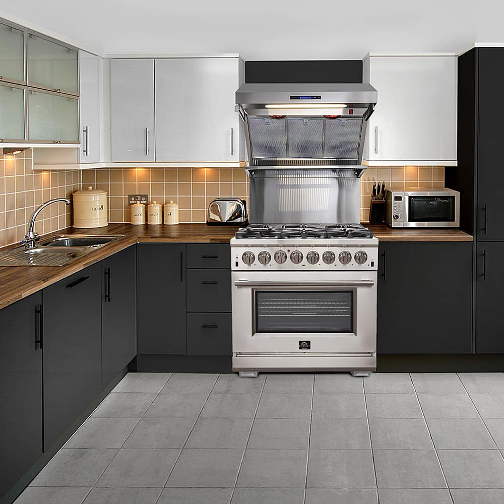 Forno Appliances - 36 in. Wide 6 Burner Capriasca Alta Qualita 5.36 Cu. Ft. Freestanding Dual Fuel Range with Convection Oven - Silver