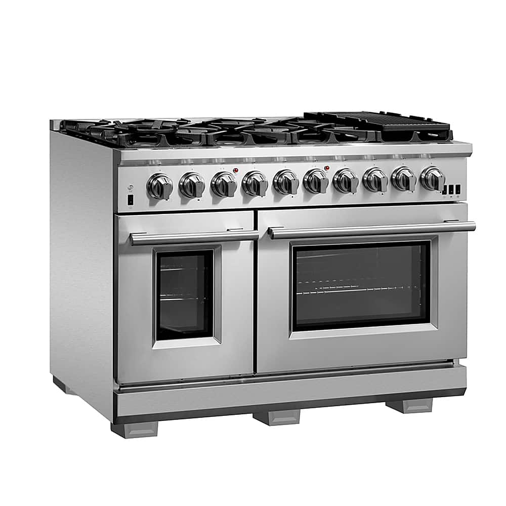 Forno Appliances - 48 in. Wide 8 Burner Capriasca Alta Qualita 6.58 Cu. Ft. Freestanding Double Oven Gas Range with Convection Ovens - Stainless Steel