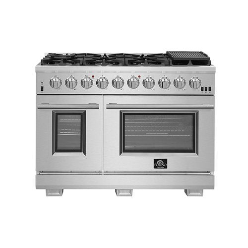 Forno Appliances - 48 in. Wide 8 Burner Capriasca Alta Qualita 6.58 Cu. Ft. Freestanding Double Oven Gas Range with Convection Ovens - Stainless Steel