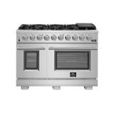 Forno Appliances - 48 in. Wide 8 Burner Capriasca Alta Qualita 6.58 Cu. Ft. Freestanding Double Oven Gas Range with Convection Ovens - Stainless Steel