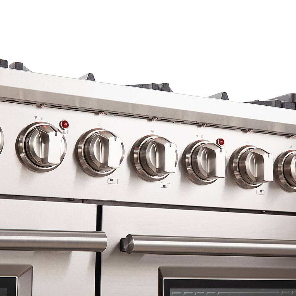 Forno Appliances - 48 in. Wide 8 Burner Capriasca Alta Qualita 6.58 Cu. Ft. Freestanding Double Oven Gas Range with Convection Ovens - Stainless Steel