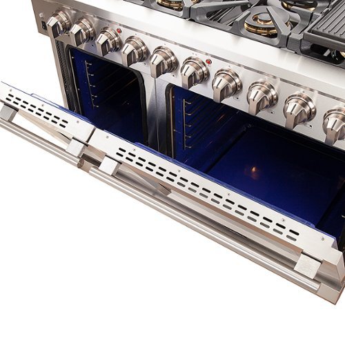 Forno Appliances - 48 in. Wide 8 Burner Capriasca Alta Qualita 6.58 Cu. Ft. Freestanding Double Oven Gas Range with Convection Ovens - Stainless Steel