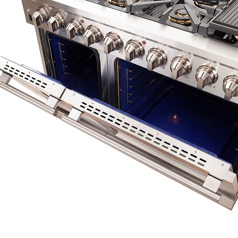 Forno Appliances - 48 in. Wide 8 Burner Capriasca Alta Qualita 6.58 Cu. Ft. Freestanding Double Oven Gas Range with Convection Ovens - Stainless Steel