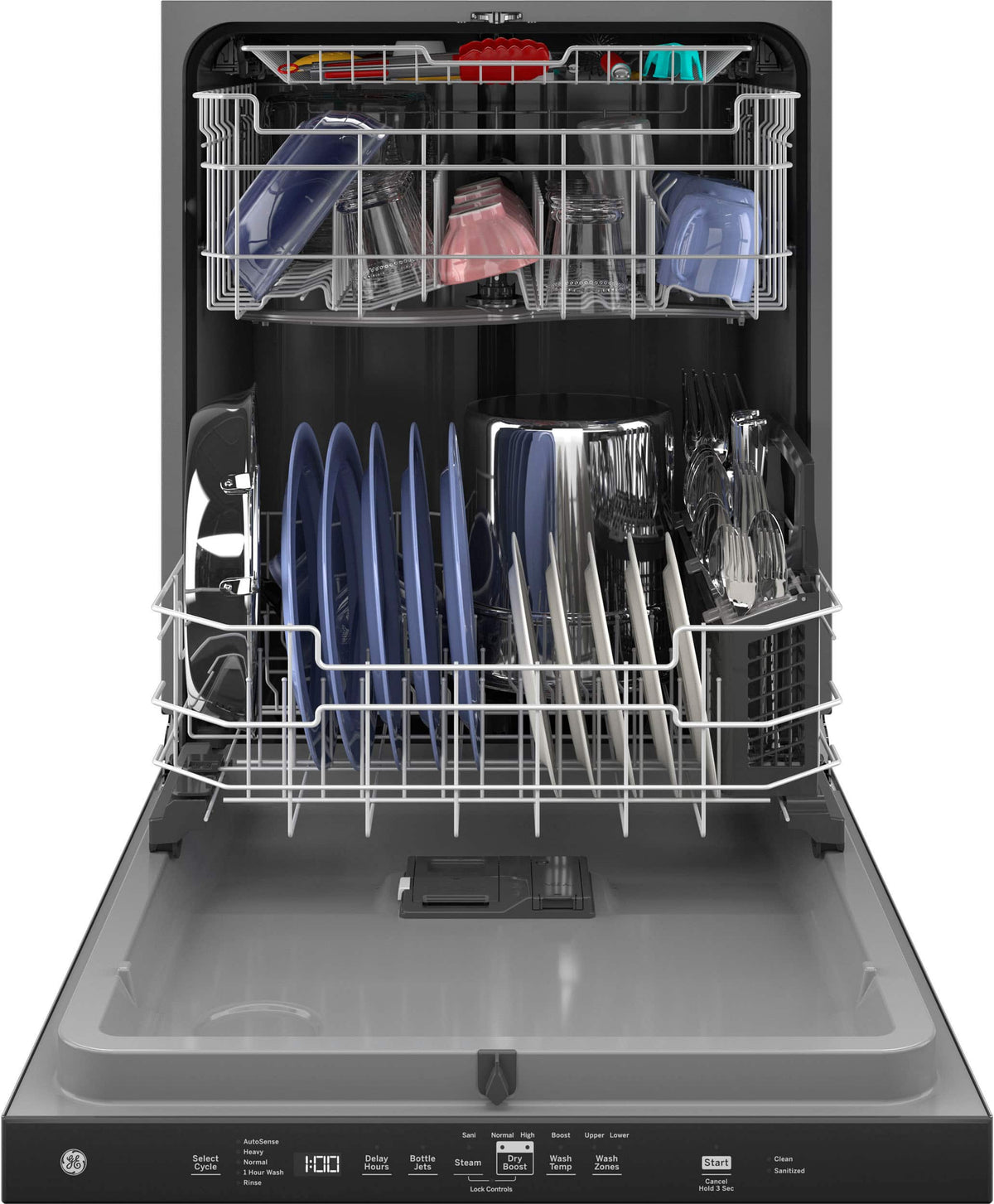 GE - 24" Top Control Built-In Plastic Tub Dishwasher with 3rd Rack, Bottle Jets and 50 dBA - Stainless Steel