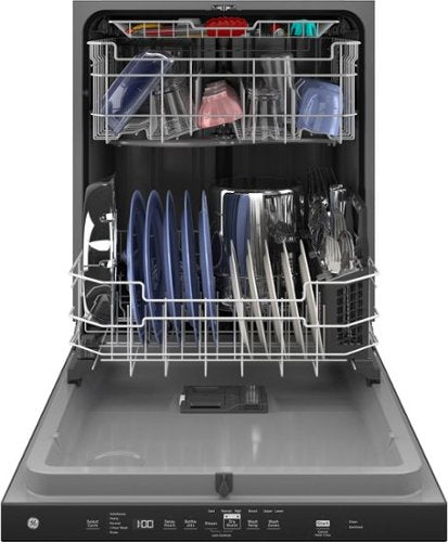 GE - 24" Top Control Built-In Plastic Tub Dishwasher with 3rd Rack, Bottle Jets and 50 dBA - Stainless Steel