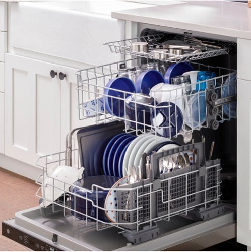 GE - 24" Top Control Built-In Plastic Tub Dishwasher with 3rd Rack, Bottle Jets and 50 dBA - Stainless Steel
