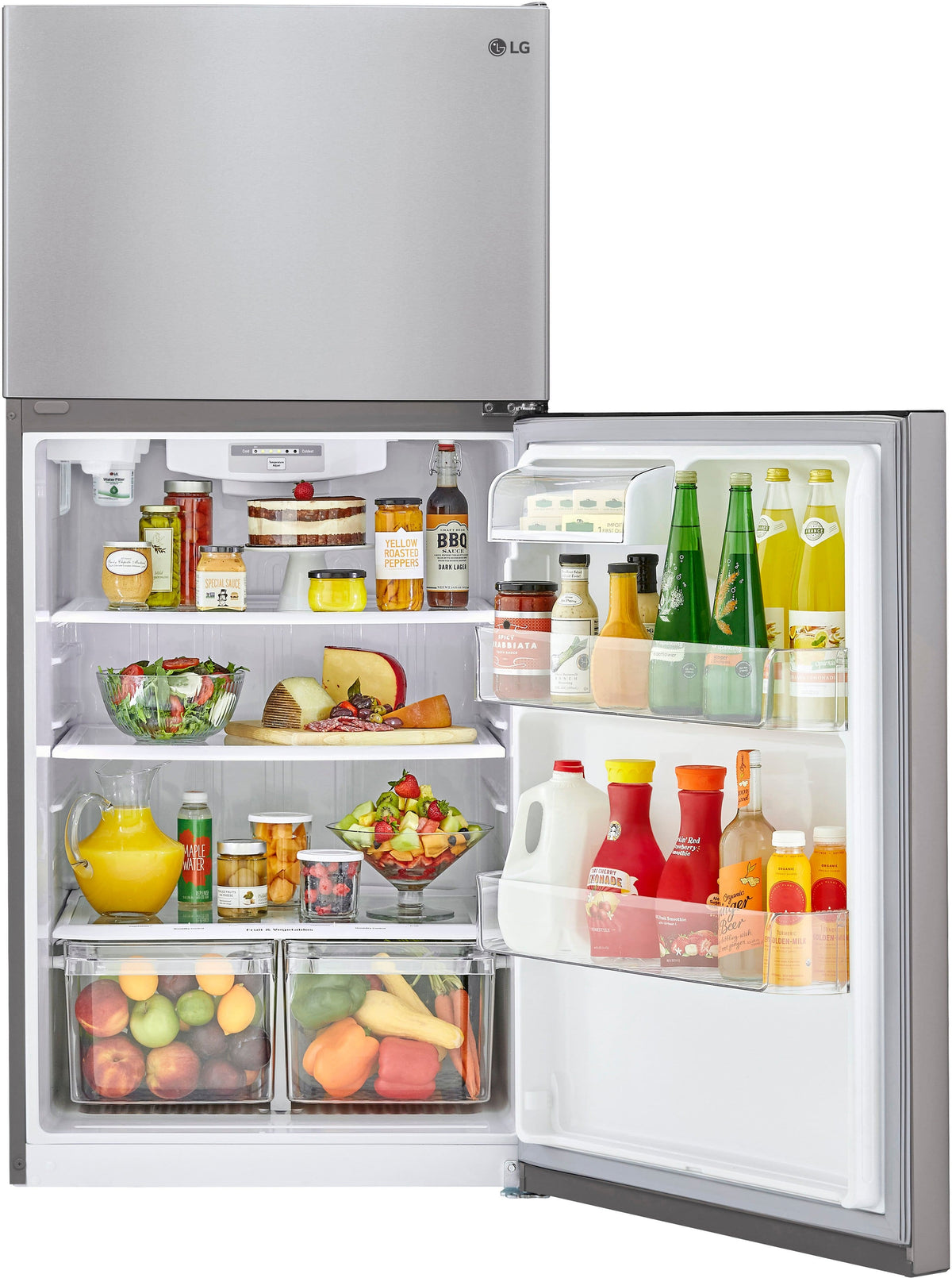 LG - 33-in Wide 23.8 Cu. Ft. Top Freezer Refrigerator with Internal Water Dispenser - Stainless Steel