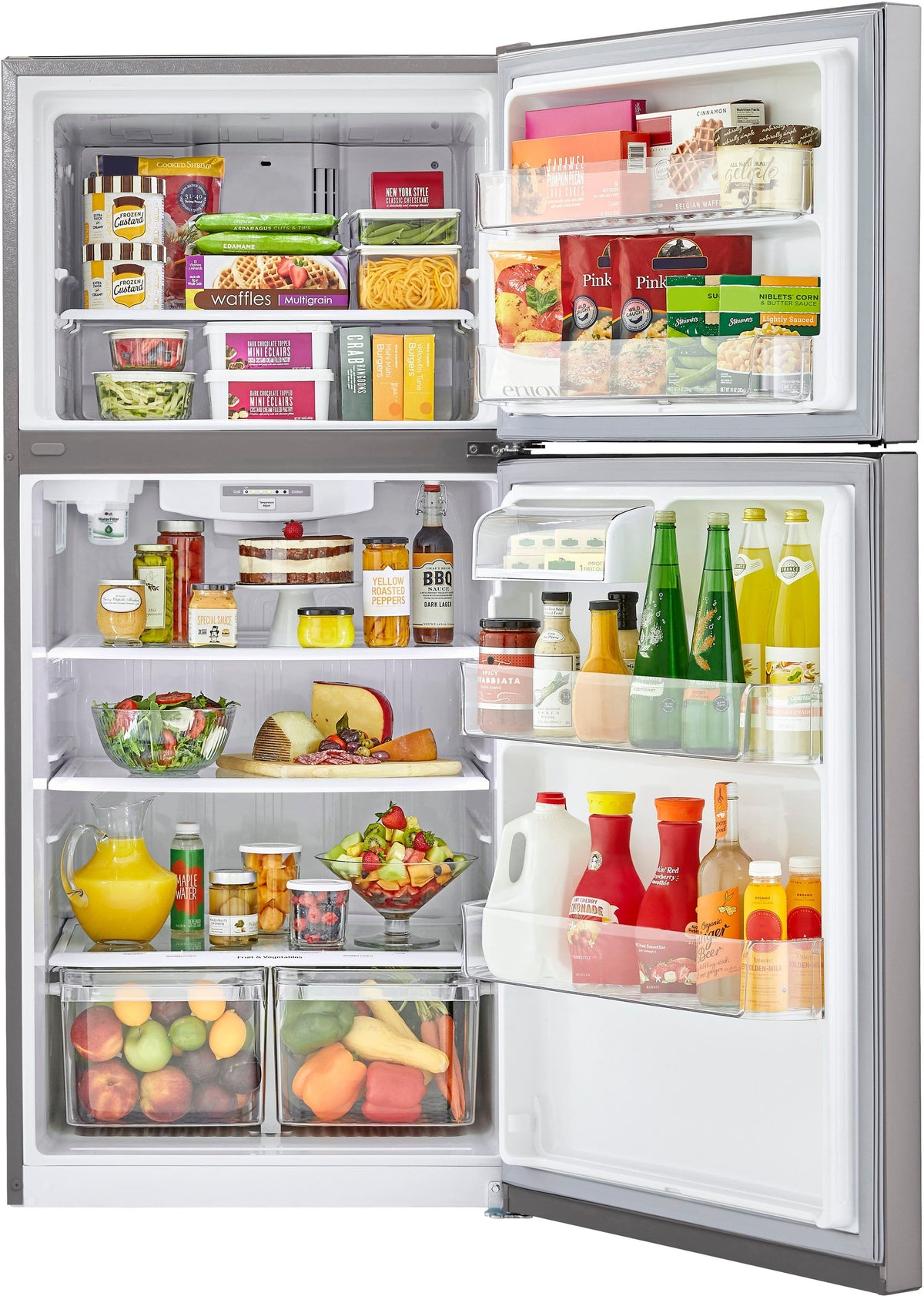 LG - 33-in Wide 23.8 Cu. Ft. Top Freezer Refrigerator with Internal Water Dispenser - Stainless Steel