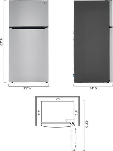 LG - 33-in Wide 23.8 Cu. Ft. Top Freezer Refrigerator with Internal Water Dispenser - Stainless Steel