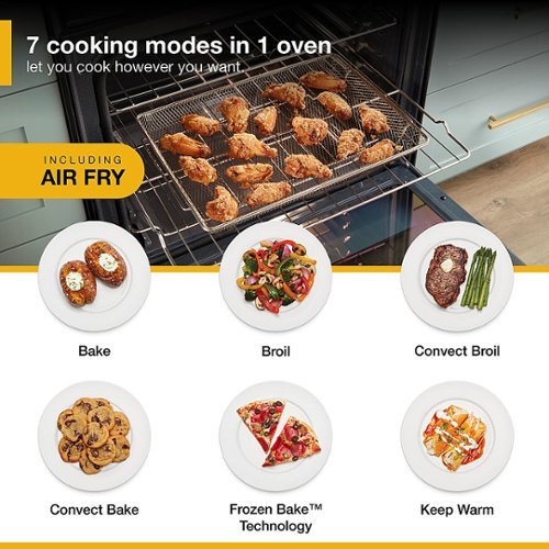 Whirlpool - 30 in. Wide 5 element 6.4 cu. ft. Freestanding Electric True Convection Range with Air Fry for Frozen Foods - Stainless Steel