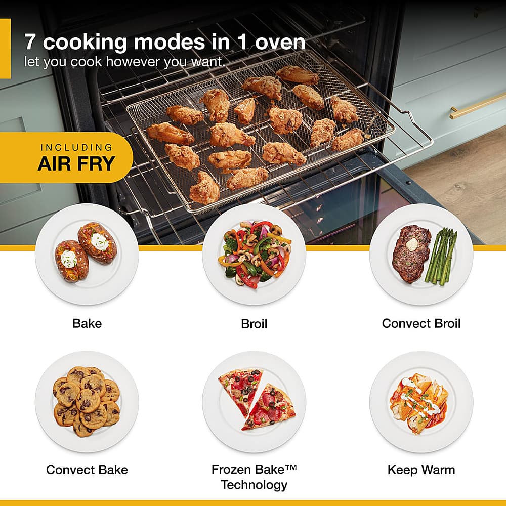 Whirlpool - 30 in. Wide 5 element 6.4 cu. ft. Freestanding Electric True Convection Range with Air Fry for Frozen Foods - Stainless Steel