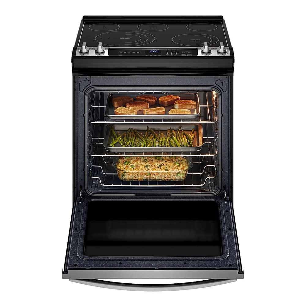 Whirlpool - 30 in. Wide 5 element 6.4 cu. ft. Freestanding Electric True Convection Range with Air Fry for Frozen Foods - Stainless Steel