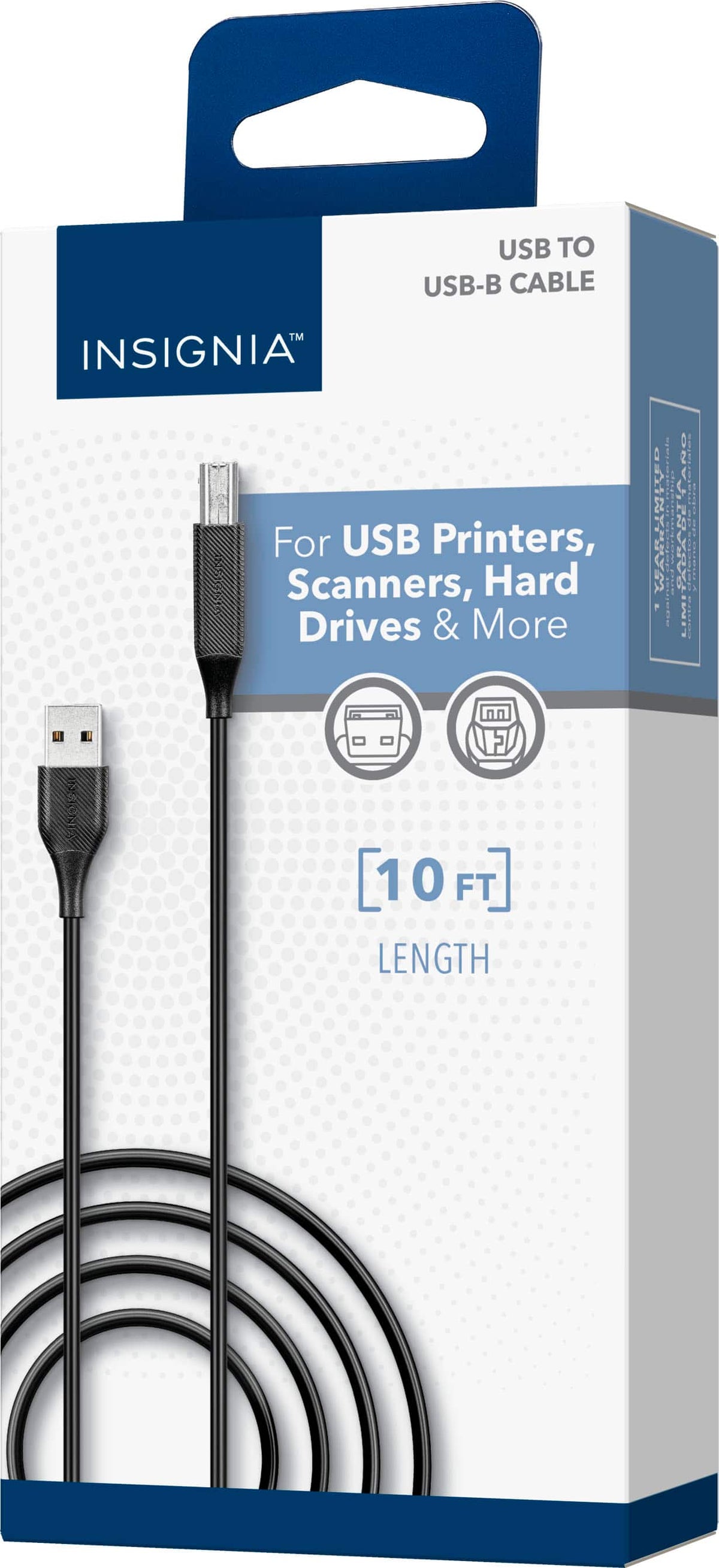 Insignia™ - 10' USB to USB-B Printer Cable - Black