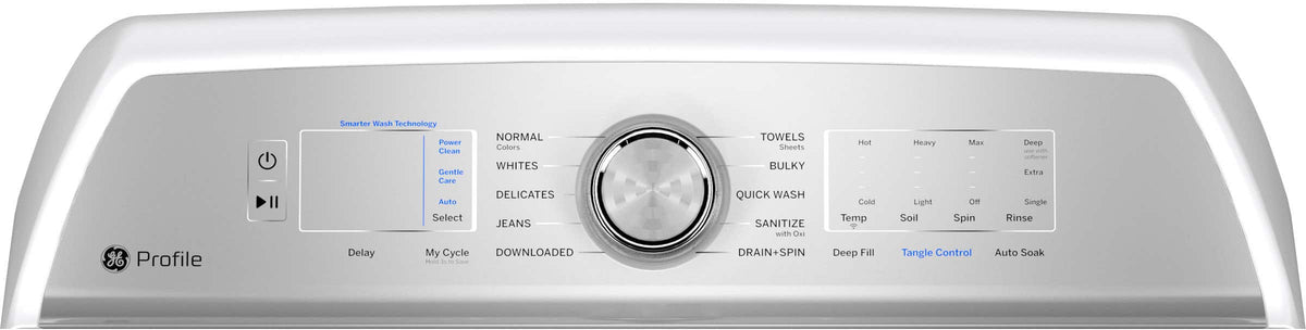 GE Profile - 5.0 Cu. Ft. High Efficiency Smart Top Load Washer with Smarter Wash Technology, Easier Reach & Microban Technology - White