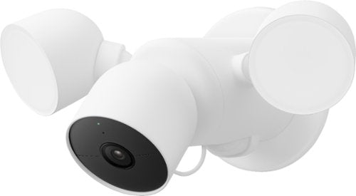 Google - Nest Cam with Floodlight - Outdoor or Wired - Smart Security Camera - Snow