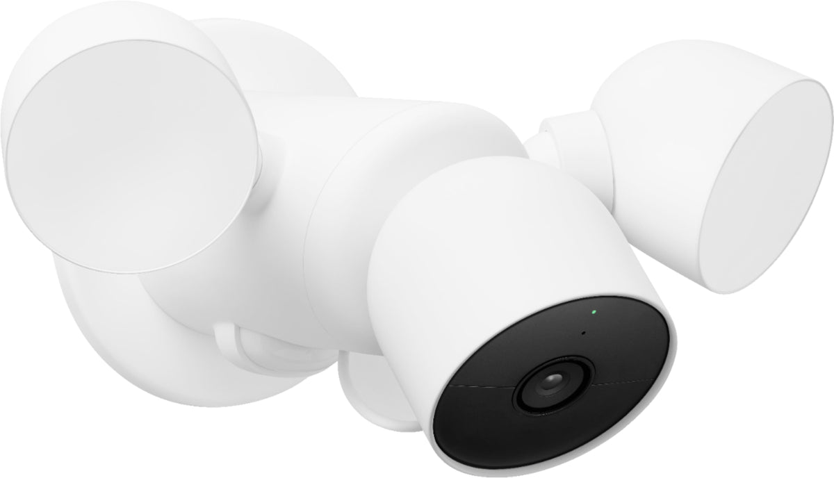 Google - Nest Cam with Floodlight - Outdoor or Wired - Smart Security Camera - Snow