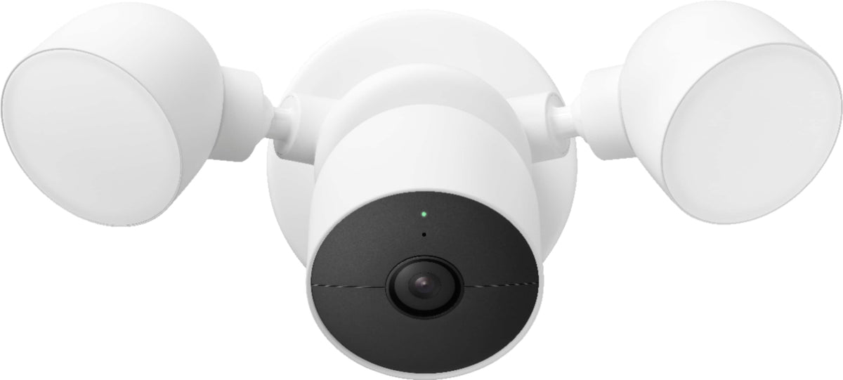 Google - Nest Cam with Floodlight - Outdoor or Wired - Smart Security Camera - Snow