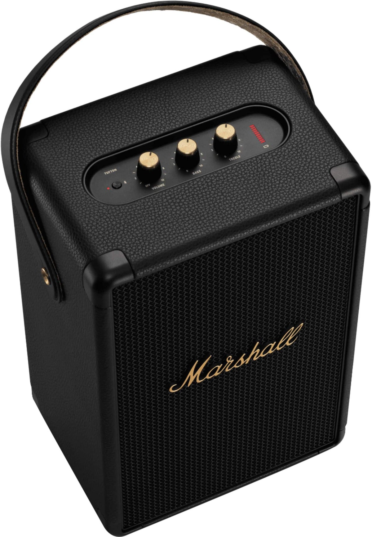 Marshall - Tufton Portable Wireless Bluetooth Speaker with Bass / Treble / Volume Controls and 3.5 mm Auxiliary Input - Black/Brass