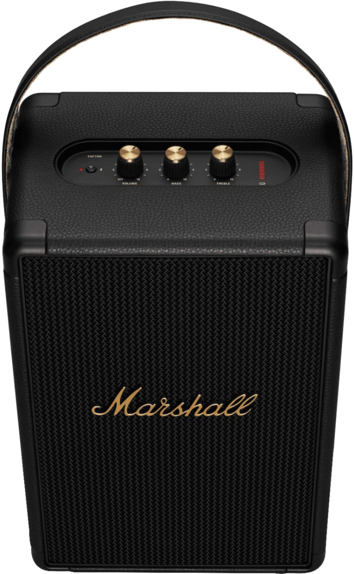 Marshall - Tufton Portable Wireless Bluetooth Speaker with Bass / Treble / Volume Controls and 3.5 mm Auxiliary Input - Black/Brass