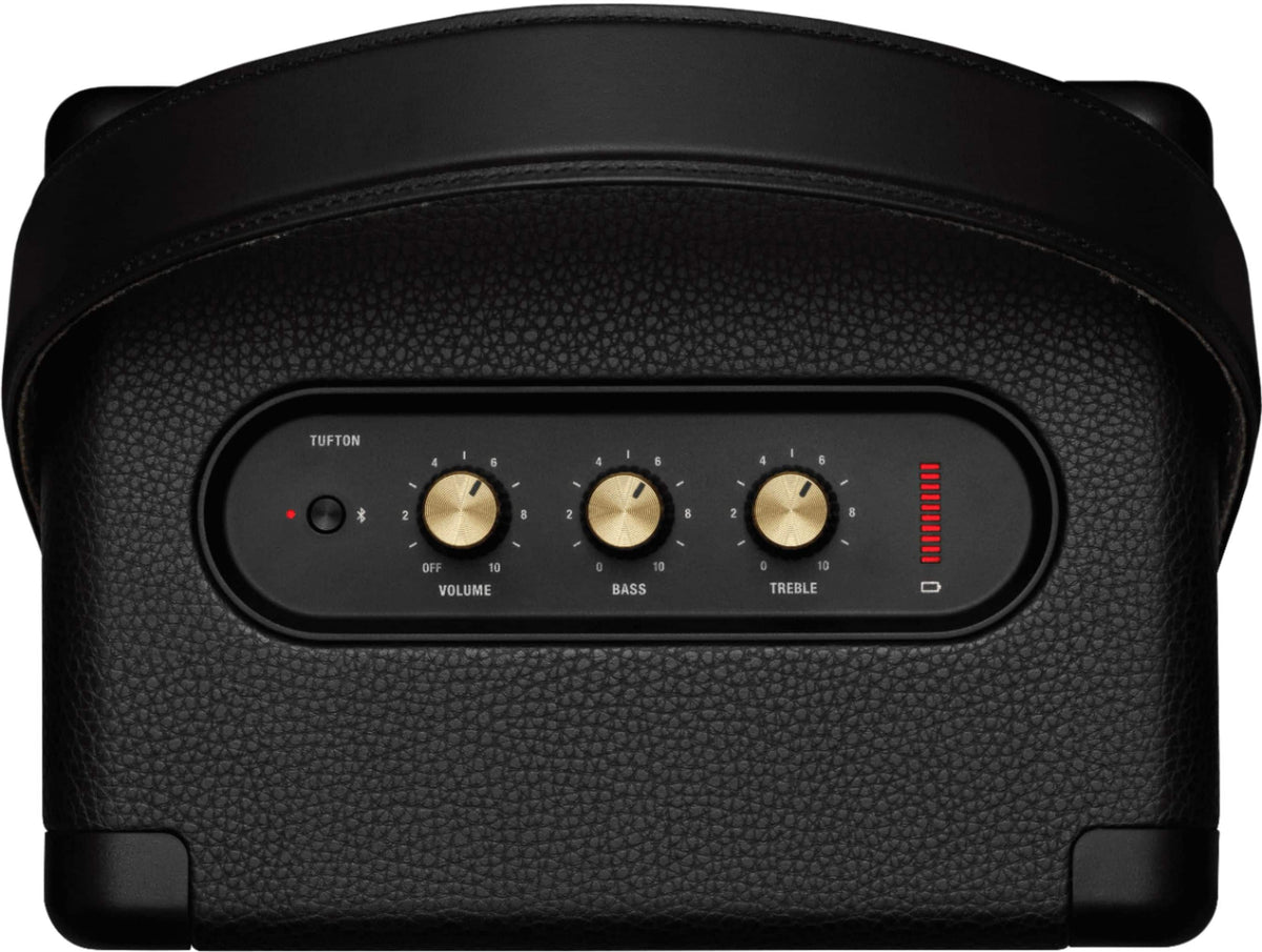 Marshall - Tufton Portable Wireless Bluetooth Speaker with Bass / Treble / Volume Controls and 3.5 mm Auxiliary Input - Black/Brass
