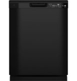 GE - 24" Front Control Built-In Plastic Tub Dishwasher with Steam + Sanitization and 52 dBA - Black