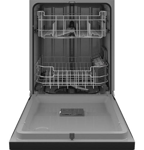 GE - 24" Front Control Built-In Plastic Tub Dishwasher with Steam + Sanitization and 52 dBA - Black
