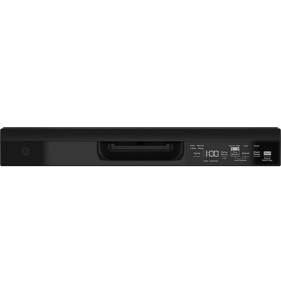 GE - 24" Front Control Built-In Plastic Tub Dishwasher with Steam + Sanitization and 52 dBA - Black