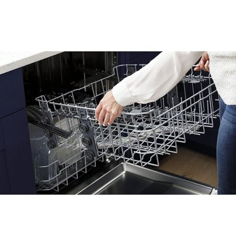 GE - 24" Front Control Built-In Plastic Tub Dishwasher with Steam + Sanitization and 52 dBA - Black