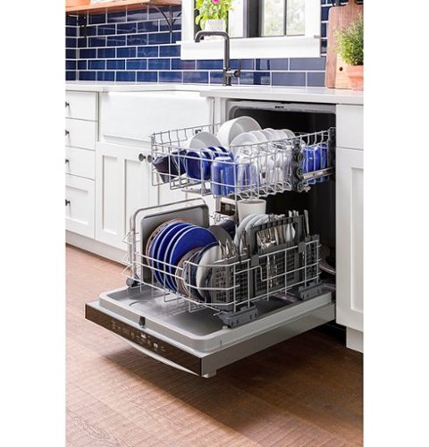 GE - 24" Front Control Built-In Plastic Tub Dishwasher with Steam + Sanitization and 52 dBA - Black