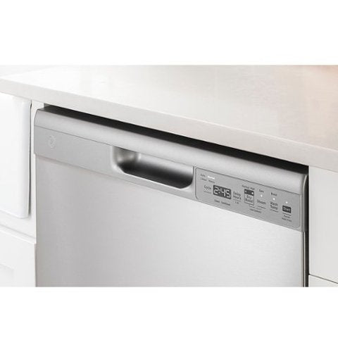 GE - 24" Front Control Built-In Plastic Tub Dishwasher with Steam + Sanitization and 52 dBA - Black