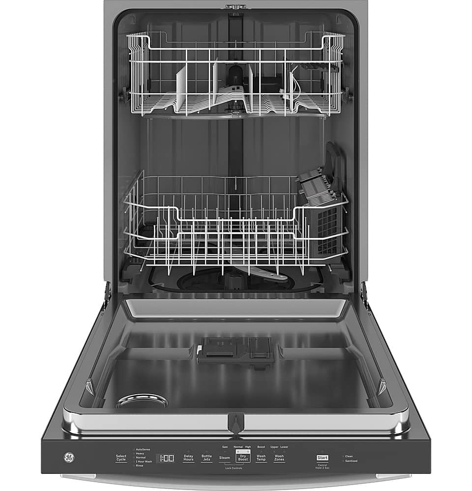 GE - 25" Top Control Smart Built-In Hybrid Stainless Steel Tub Dishwasher with Sanitize Cycle and 50 dBA - Stainless Steel