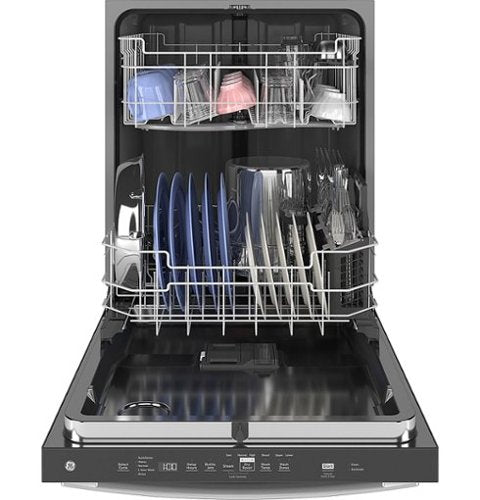GE - 25" Top Control Smart Built-In Hybrid Stainless Steel Tub Dishwasher with Sanitize Cycle and 50 dBA - Stainless Steel