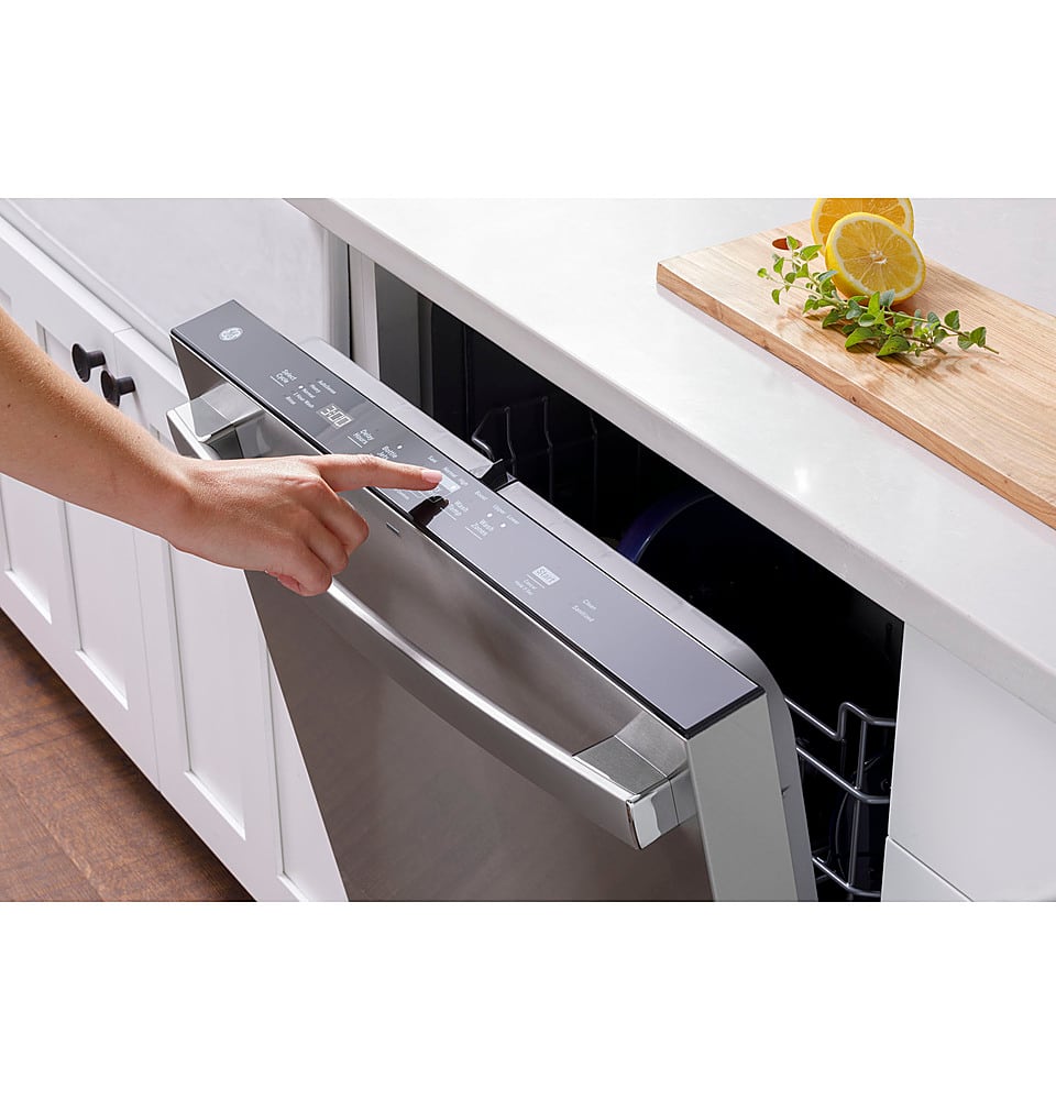 GE - 25" Top Control Smart Built-In Hybrid Stainless Steel Tub Dishwasher with Sanitize Cycle and 50 dBA - Stainless Steel