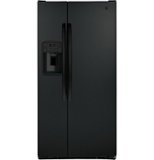 GE - 33 in. Wide 23.2 Cu. Ft. Side-by-Side Refrigerator with External Ice & Water Dispenser - High Gloss Black