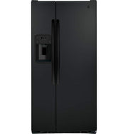 GE - 33 in. Wide 23.2 Cu. Ft. Side-by-Side Refrigerator with External Ice & Water Dispenser - High Gloss Black