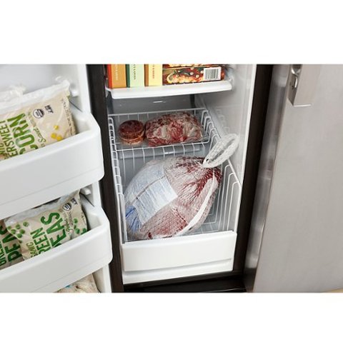 GE - 33 in. Wide 23.2 Cu. Ft. Side-by-Side Refrigerator with External Ice & Water Dispenser - High Gloss Black