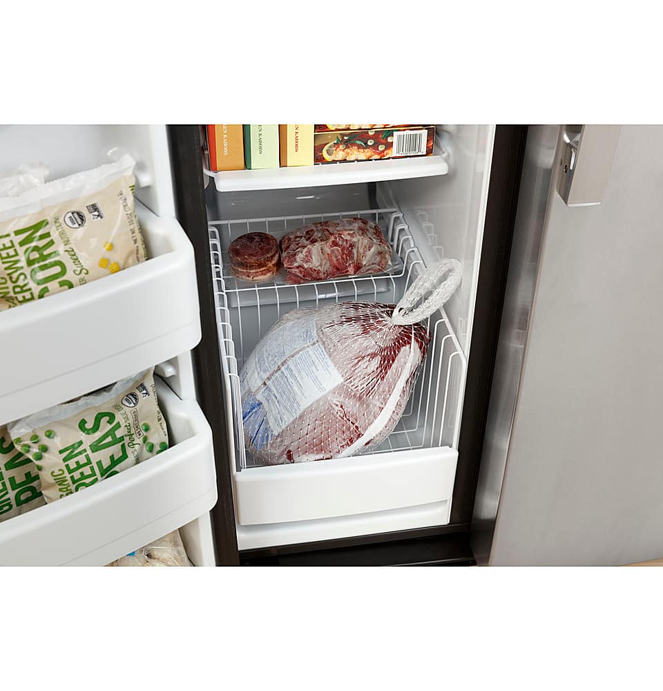 GE - 33 in. Wide 23.2 Cu. Ft. Side-by-Side Refrigerator with External Ice & Water Dispenser - High Gloss Black