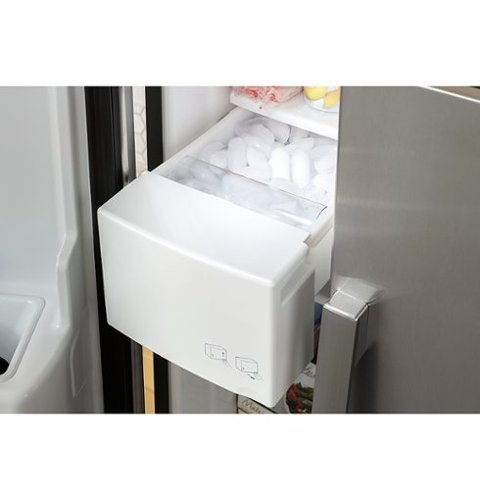 GE - 33 in. Wide 23.2 Cu. Ft. Side-by-Side Refrigerator with External Ice & Water Dispenser - High Gloss Black